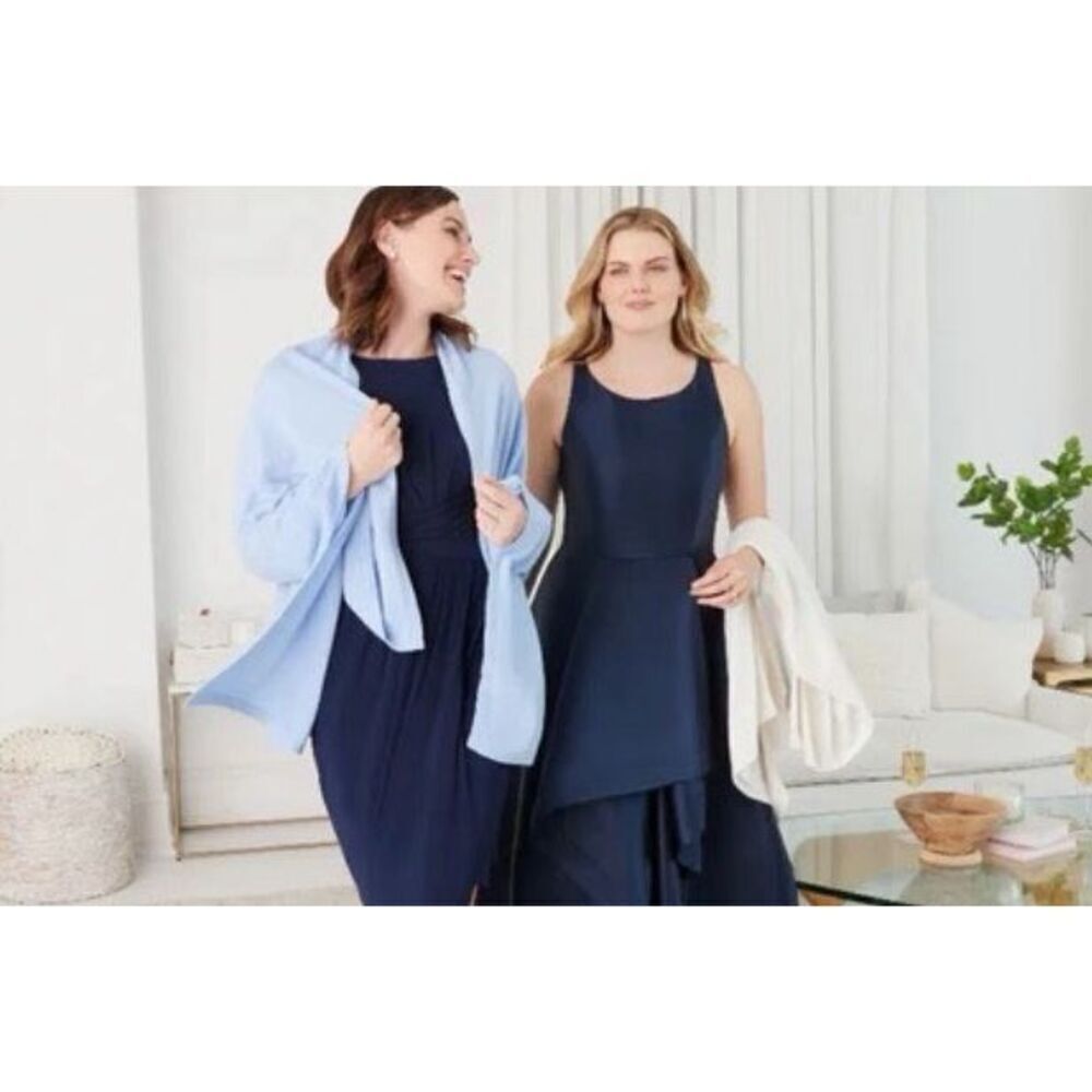 NWT Adrianna Papell‎ Blue S’HUG Wrap Cardigan Shawl M/L Cashmere Wool